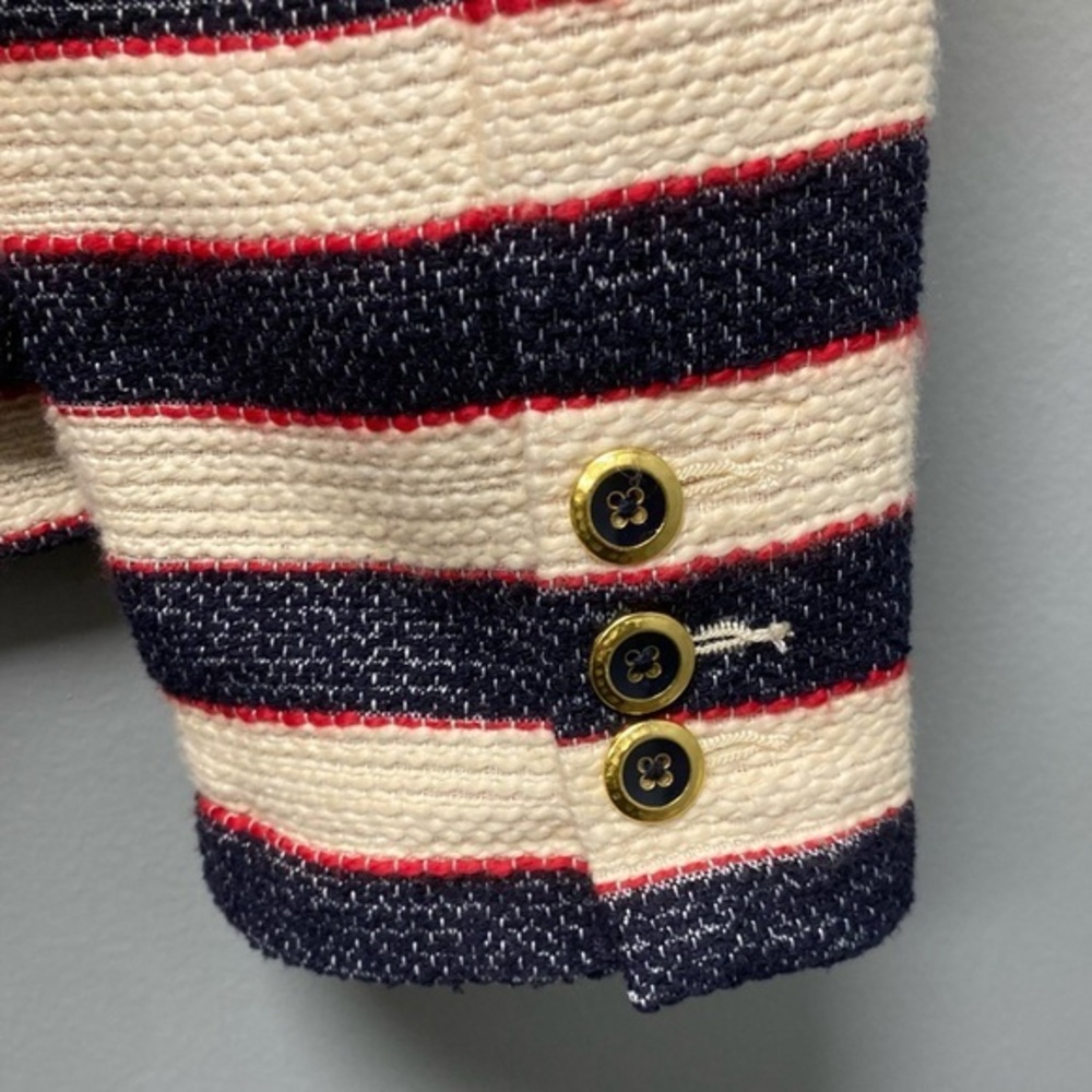 Cabi Love Carol Collection Striped Double Breasted Blazer 5094 Navy Cream Red 10 - Picture 3 of 5